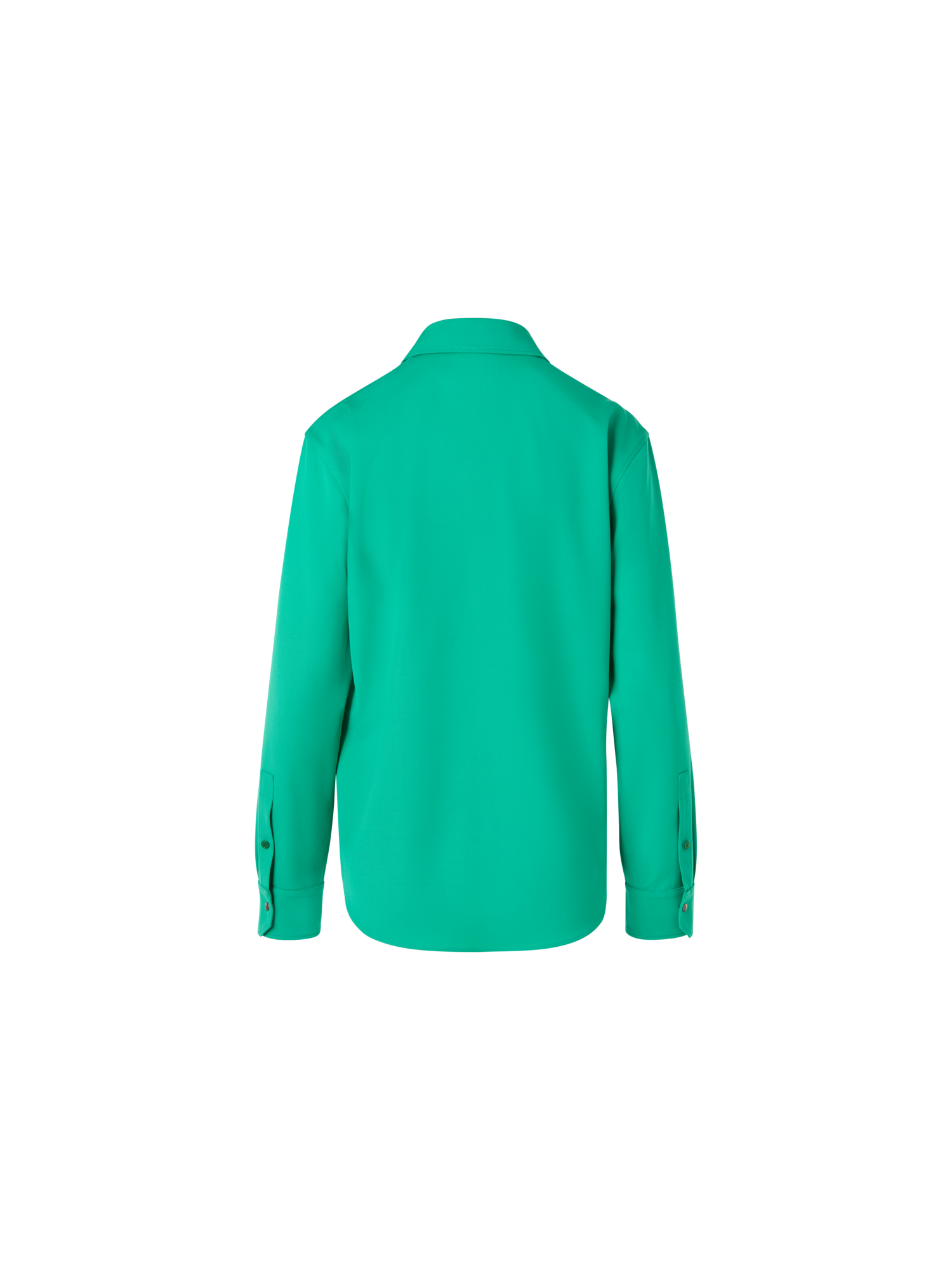 Long-Sleeve Wool Gabardine Blouse - Image 3