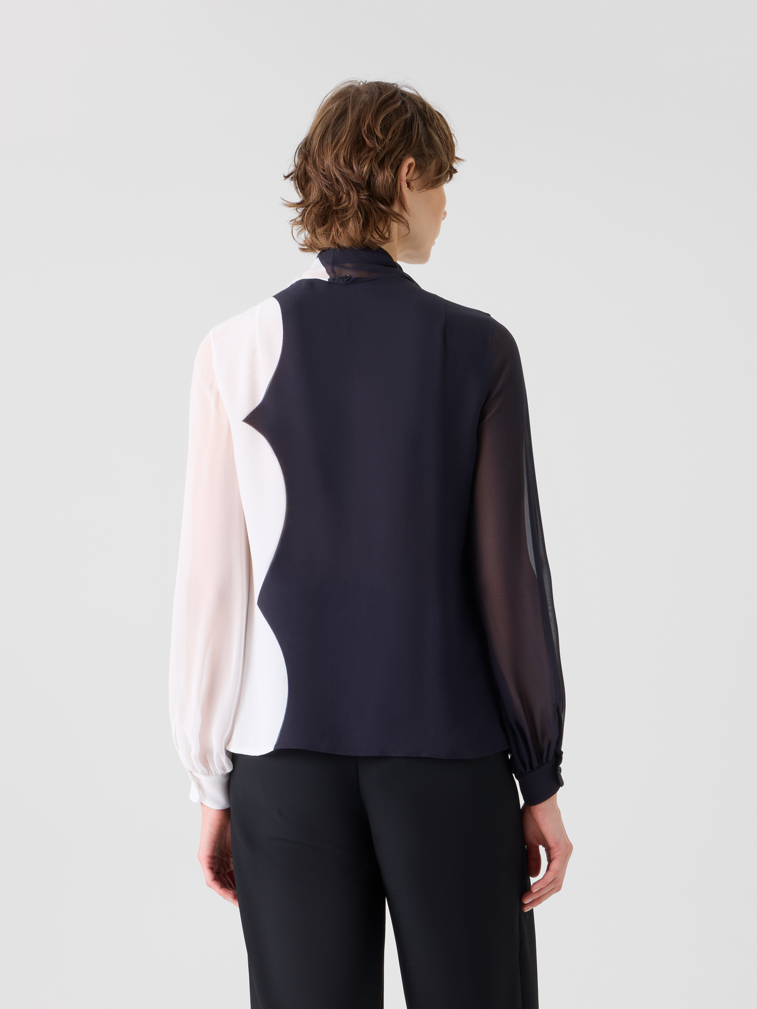 Silk Blouse with Volume Sleeves - Image 2