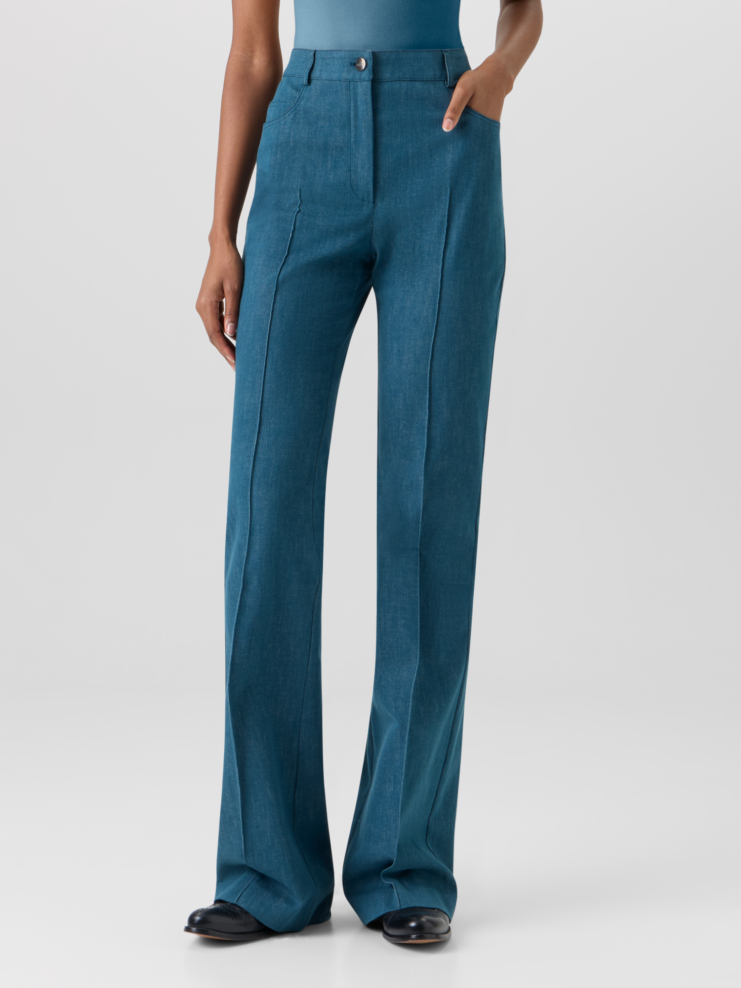 Farid Bootcut Pants in Stretch-Cotton Denim - Image 4
