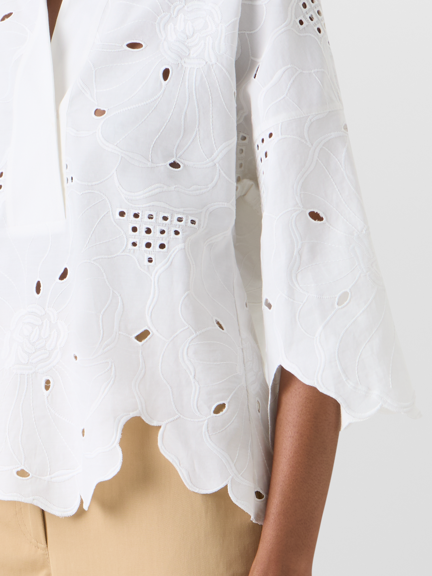 3/4-Sleeve Flower Eyelet Blouse - Image 2