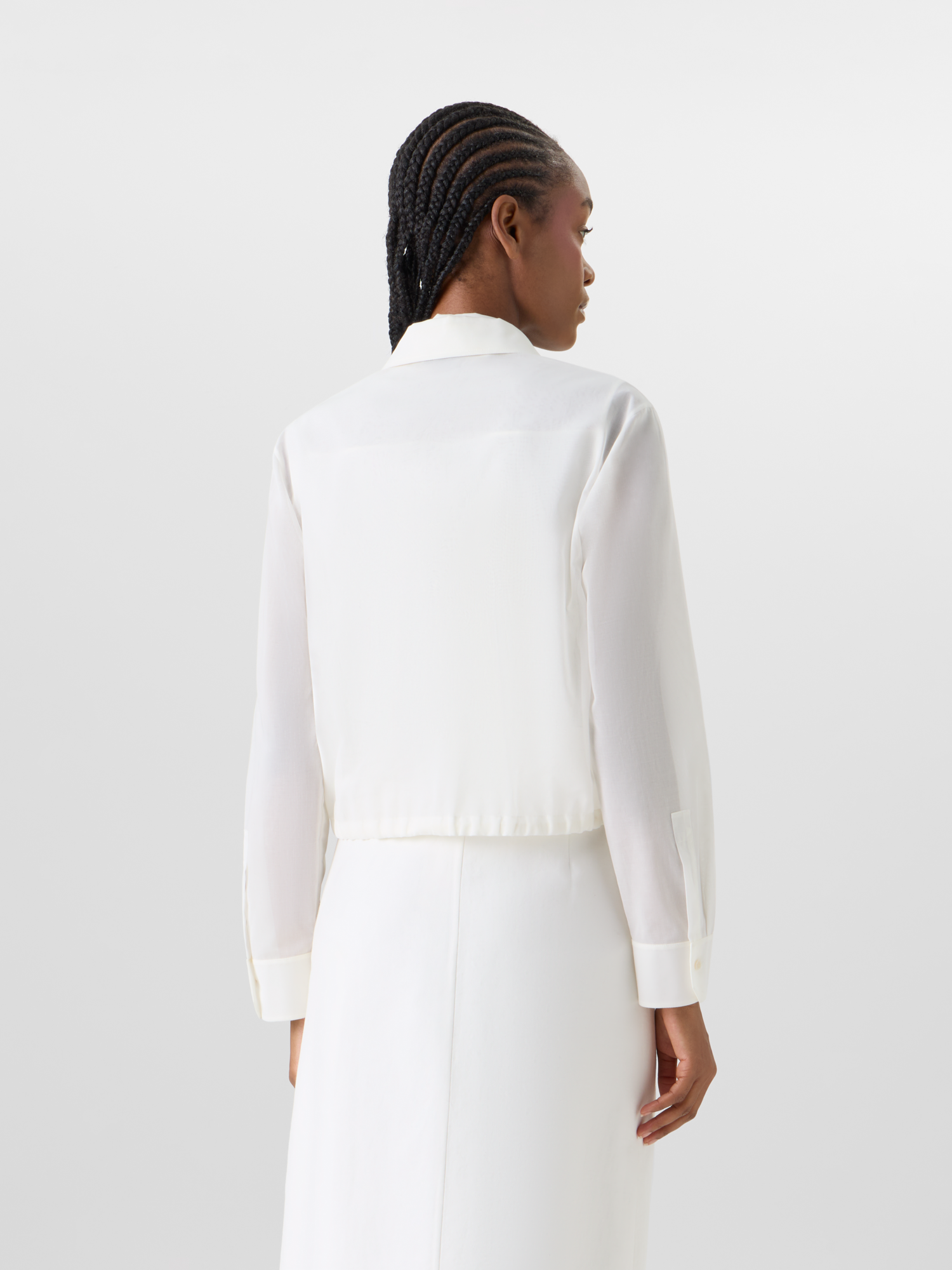 Long-Sleeve Cotton Voile Blouson Shirt - Image 3