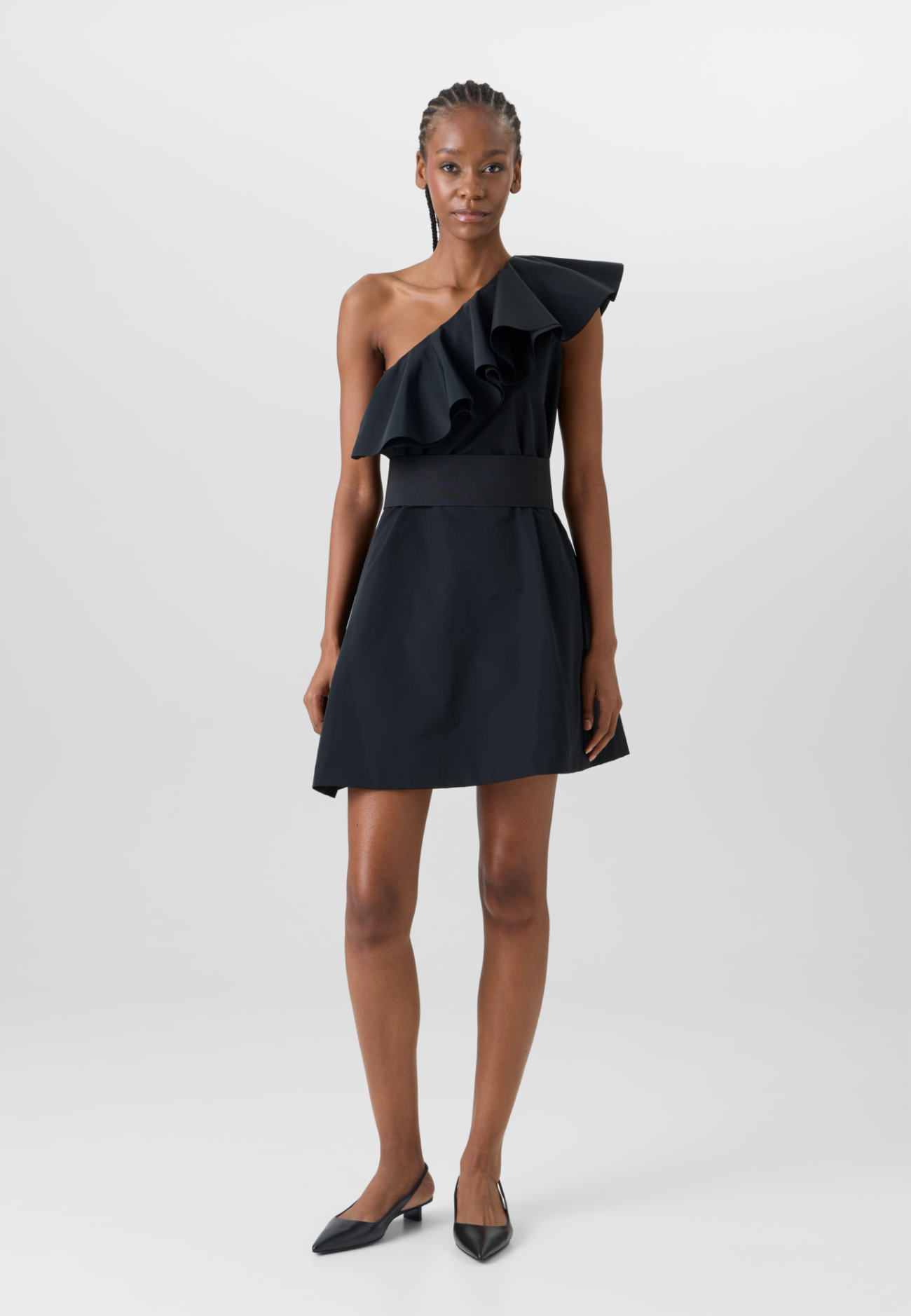 Cotton-Blend Taffeta One-Shoulder Dress