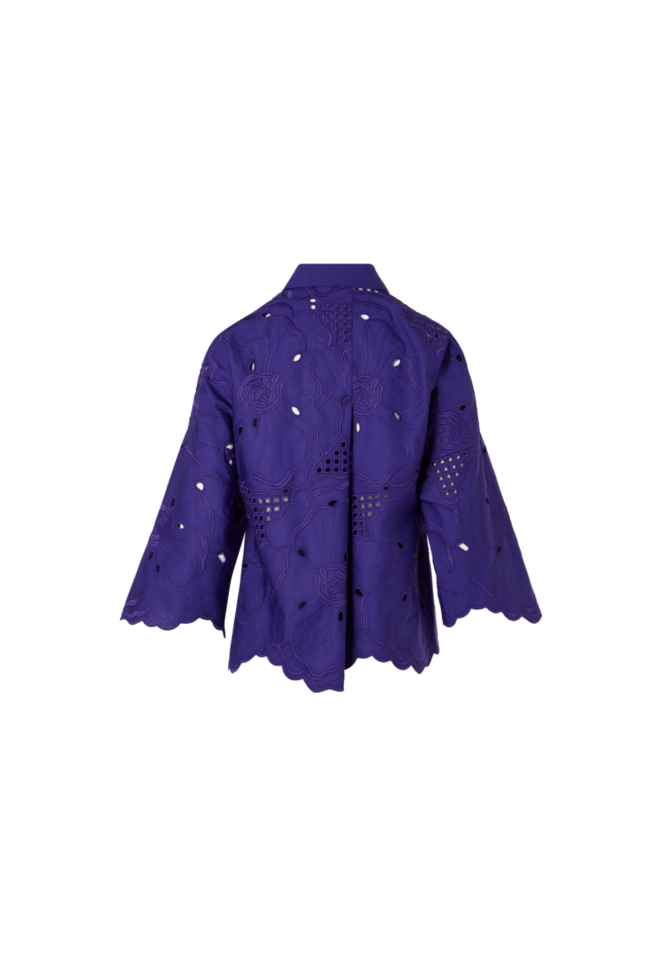 3/4-Sleeve Flower Eyelet Blouse
