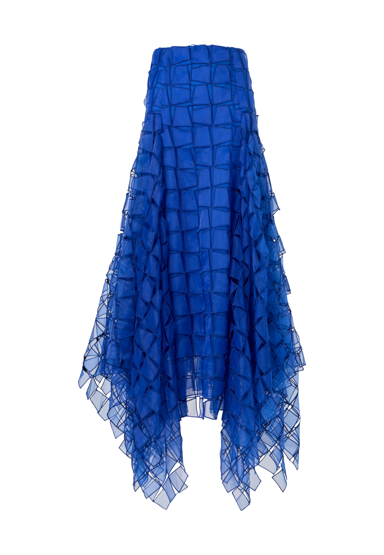 Maxi Skirt with Tapezoid Organza Embroidery