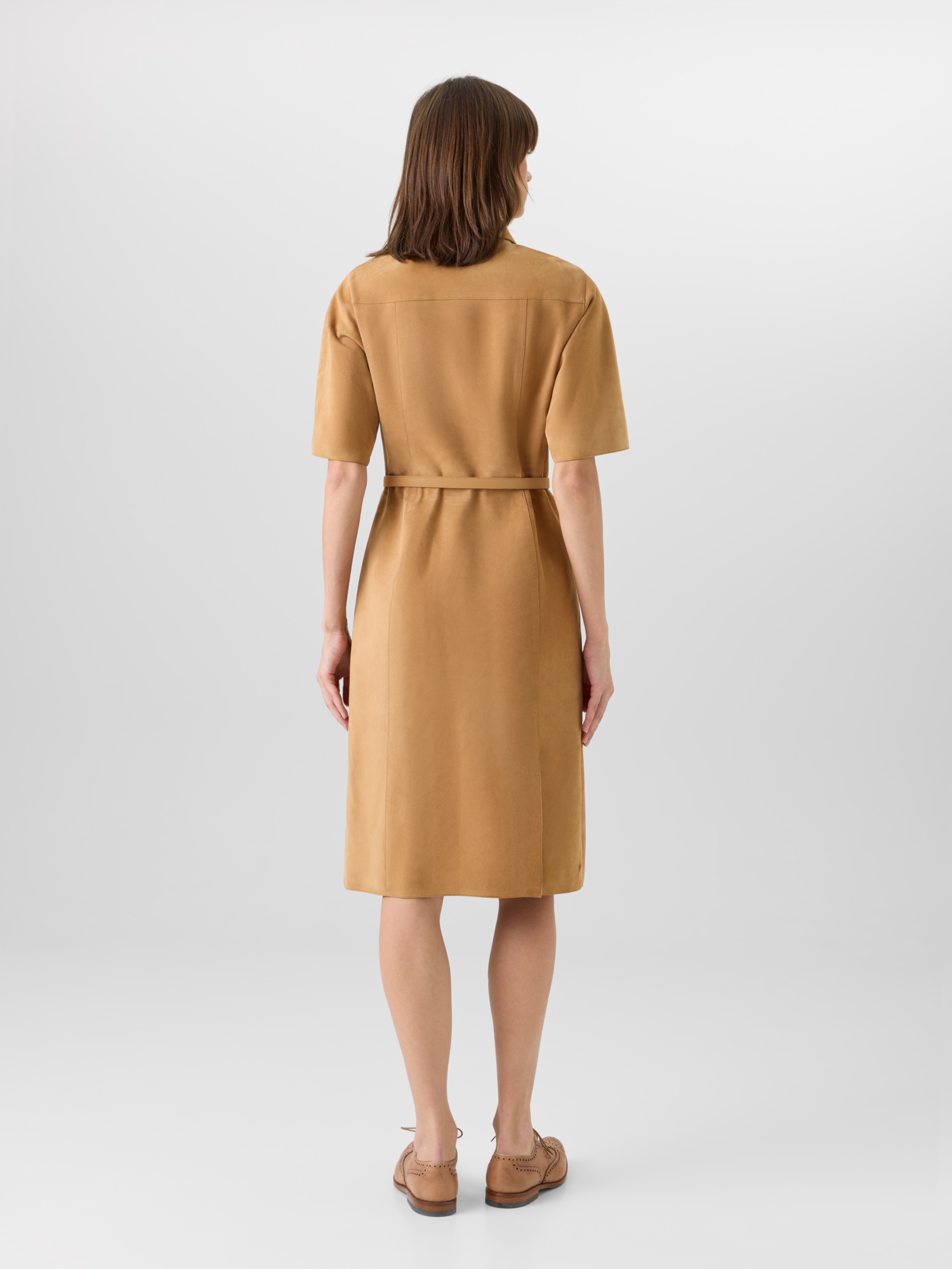 Short-Sleeve Suede Shirt Dress - Image 4