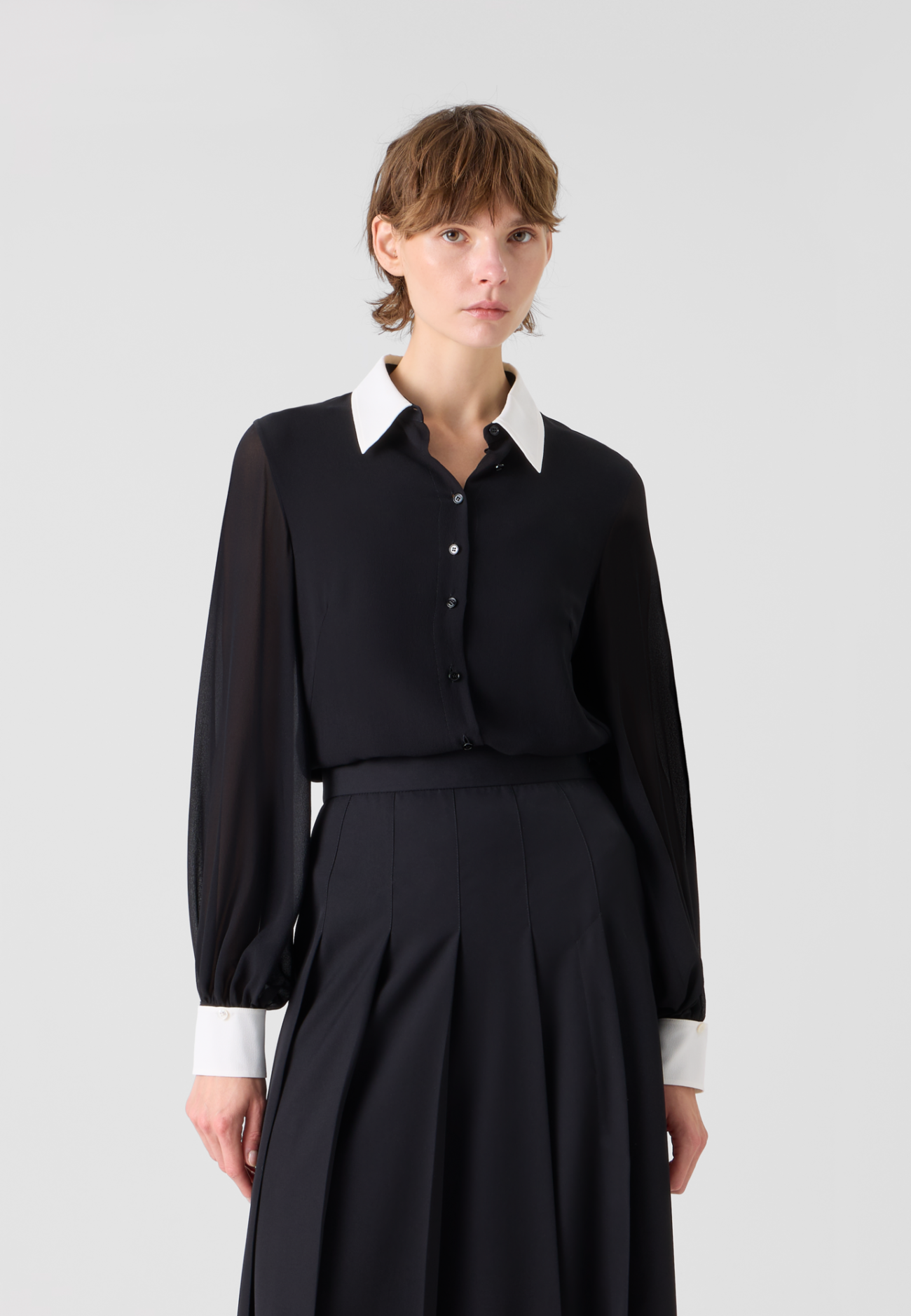 Silk Blouse with Detachable Cuffs