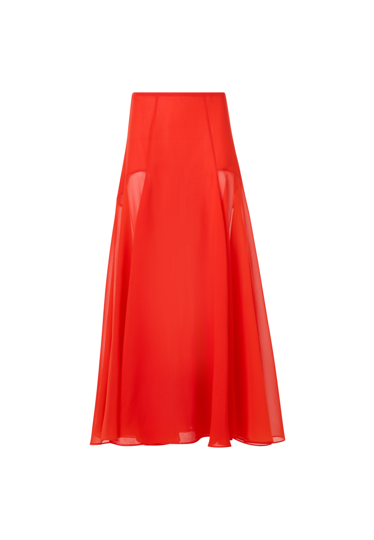 Flared Midi Skirt in Silk Organza