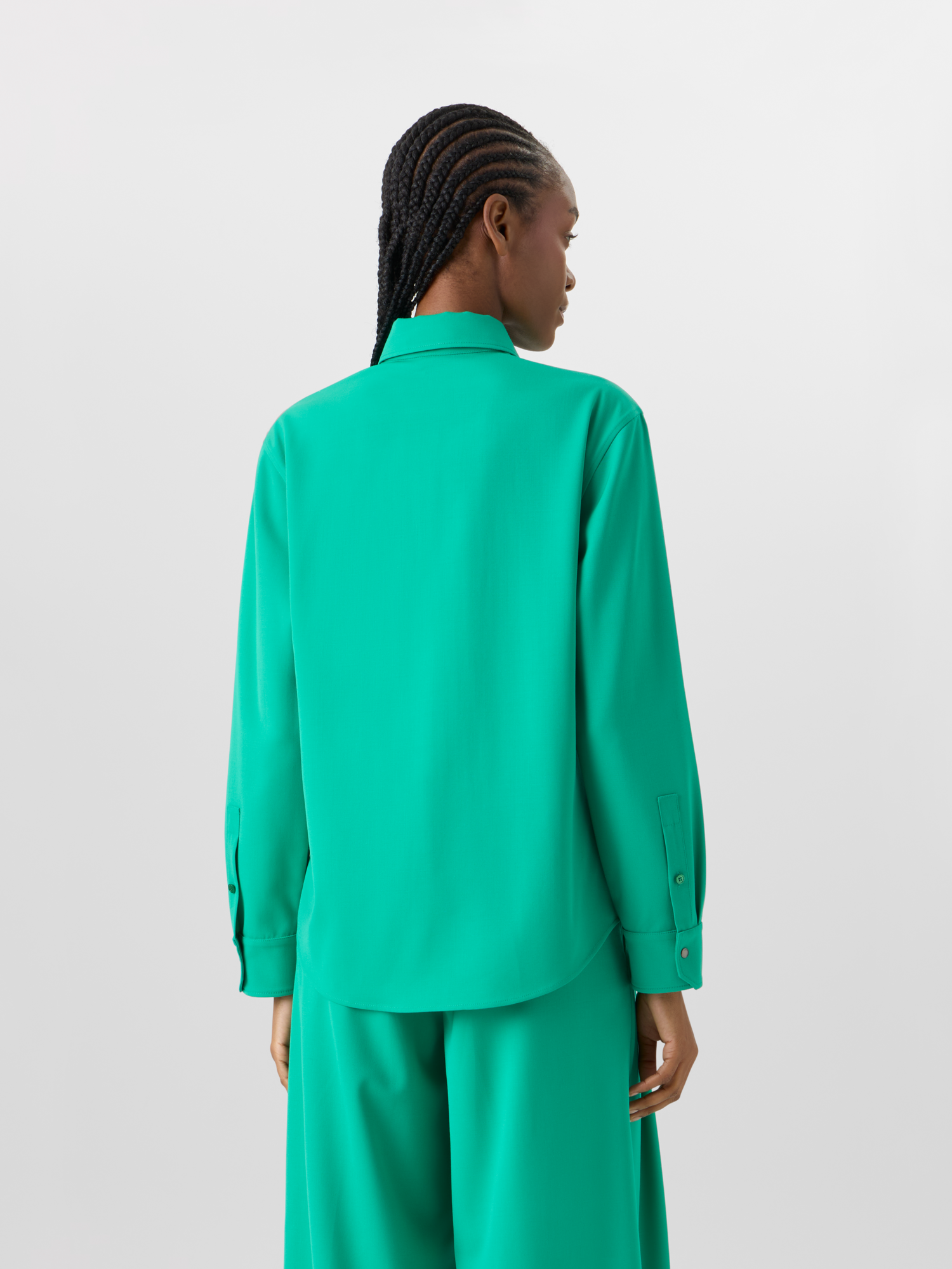 Long-Sleeve Wool Gabardine Blouse - Image 4