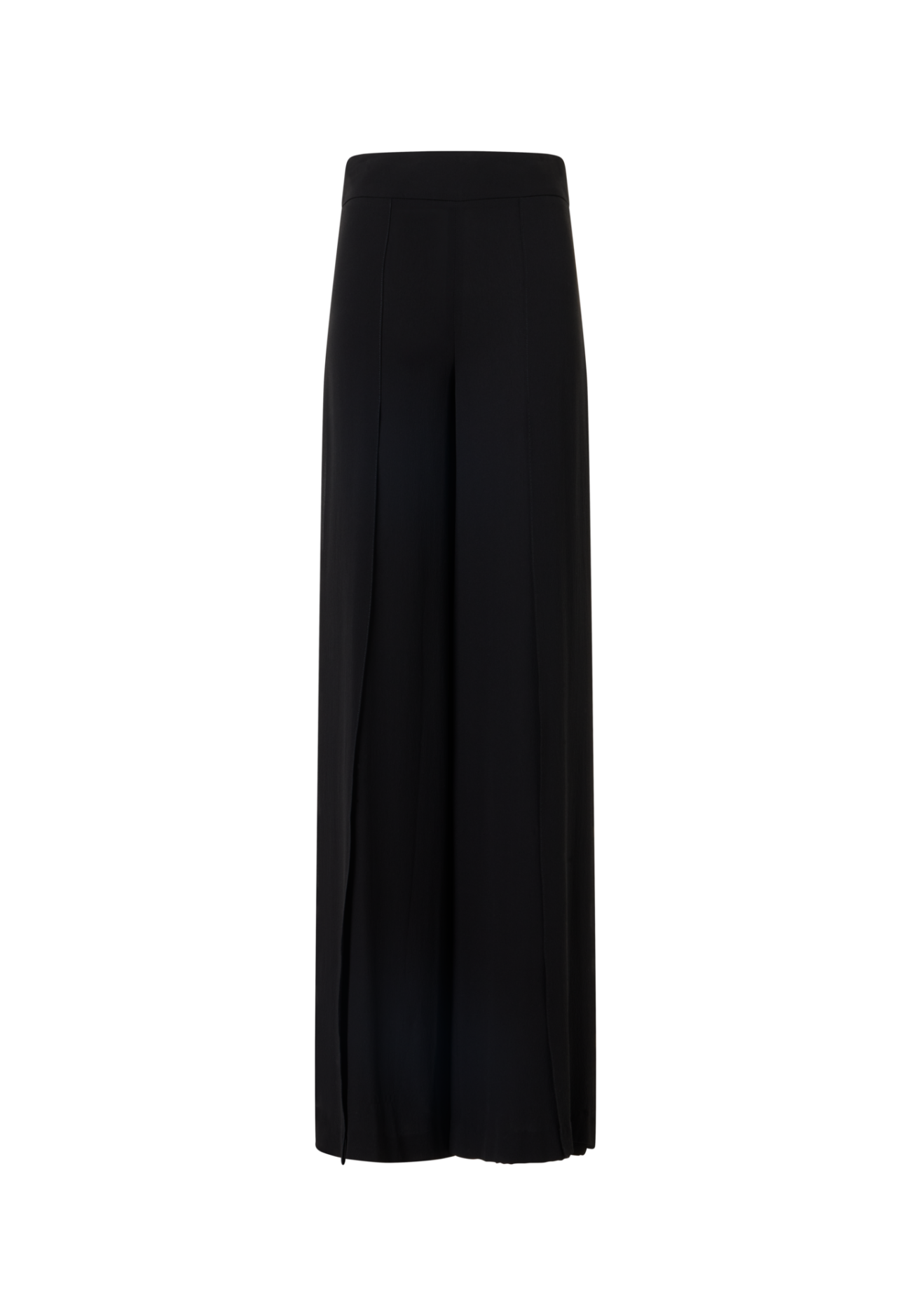 Fellia Wide-Flared-Leg Pants in Silk Georgette