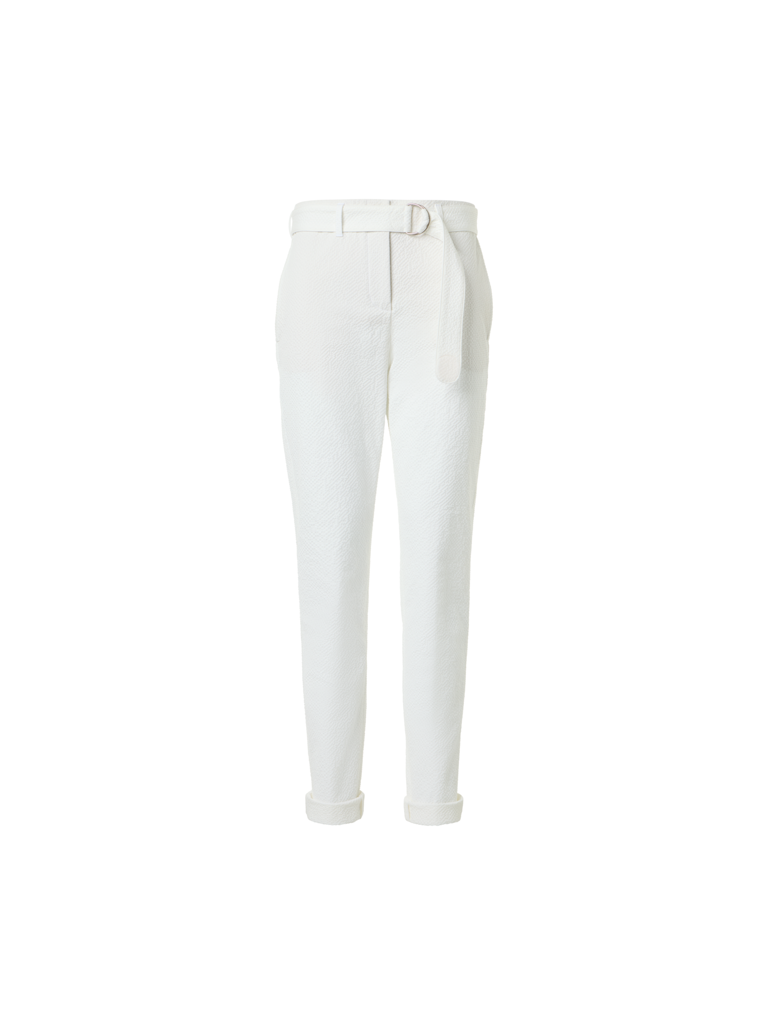 Fallon Mid-Rise Cotton Seersucker Tapered Pants