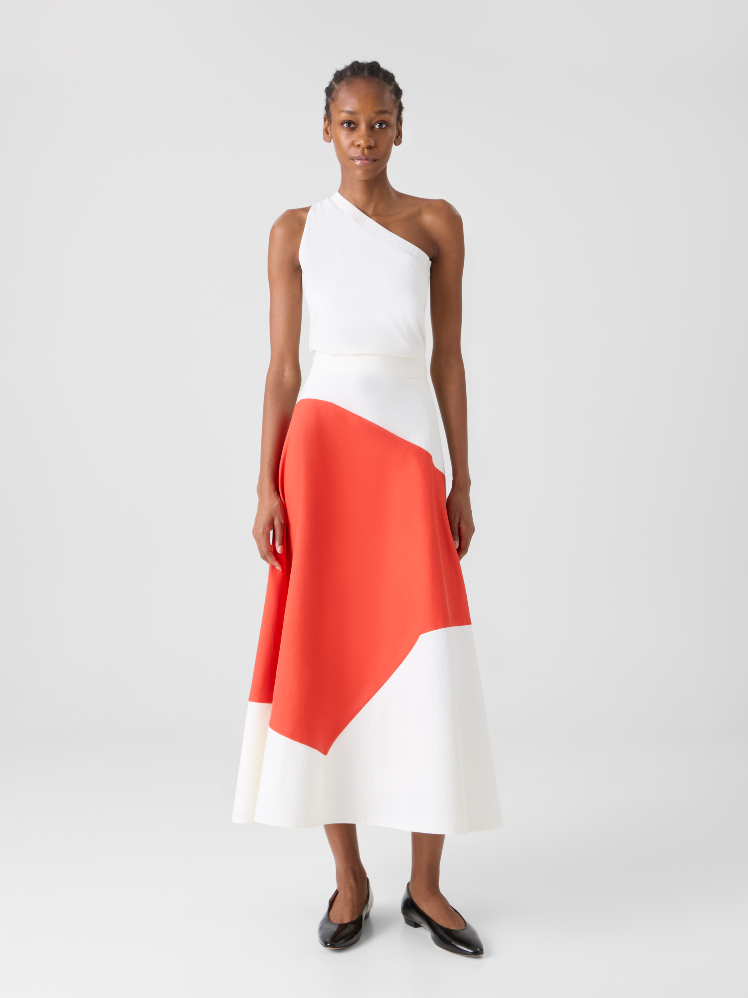 Flared Midi Skirt with Polygon Patchwork - Image 2