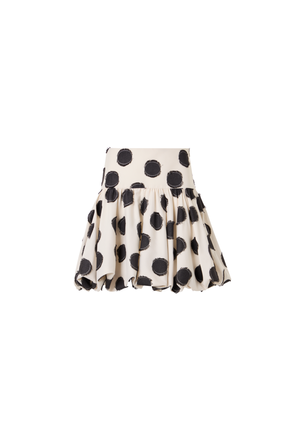 Flared Fringed Polka-Dot Mini Skirt